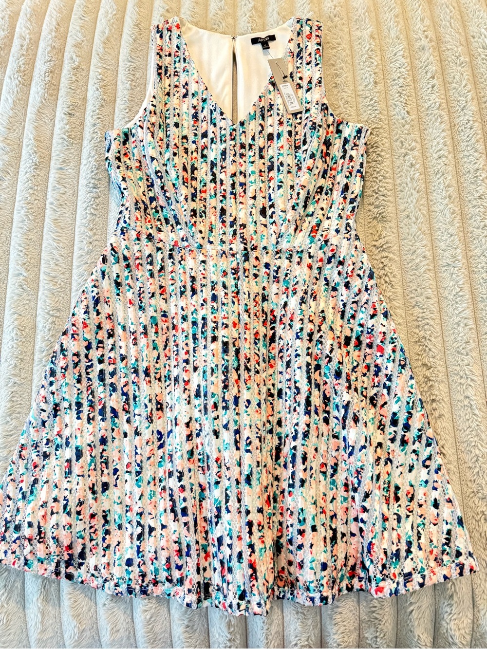 NWT APT. 9 Mesh Texture Fit and Flare Multicolored Plus Size Dress Size 14